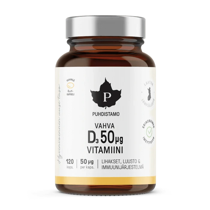 Puhdistamo Vahva D-vitamiini 50 µg 120 kaps. - Päiväys 12/2024 - integratoridirecthub.com