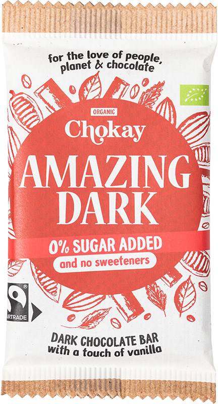 Chokay Amazing Dark Chocolate Bar - Tumma Suklaa 54% Sokeriton 70 g - Päiväys 10/2026
