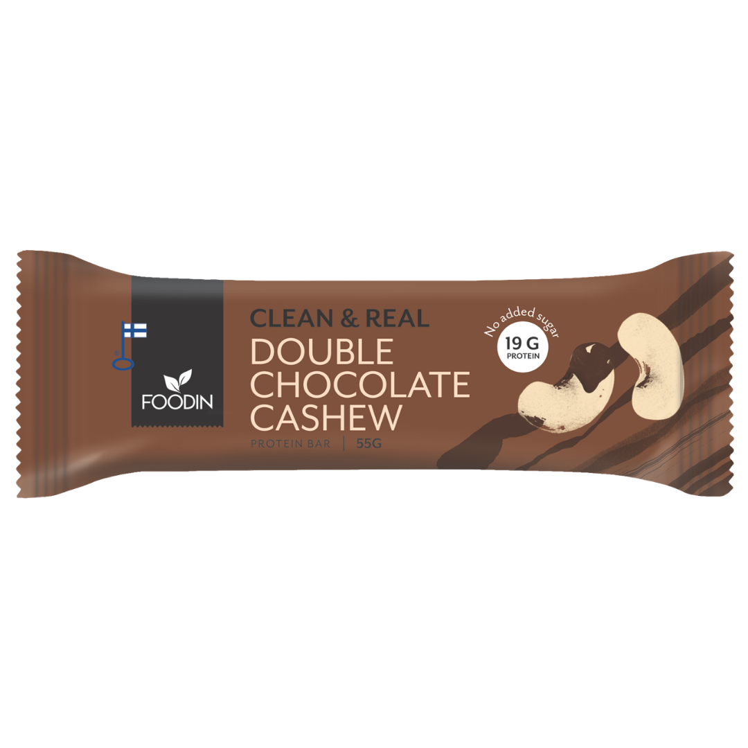 Foodin Clean & Real Double Chocolate Cashew - Proteiinipatukka - integratoridirecthub.com