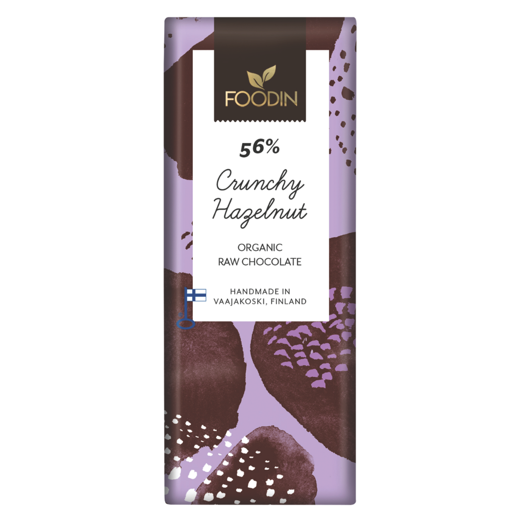 Foodin Crunchy Hazelnut raakasuklaa 56% - integratoridirecthub.com