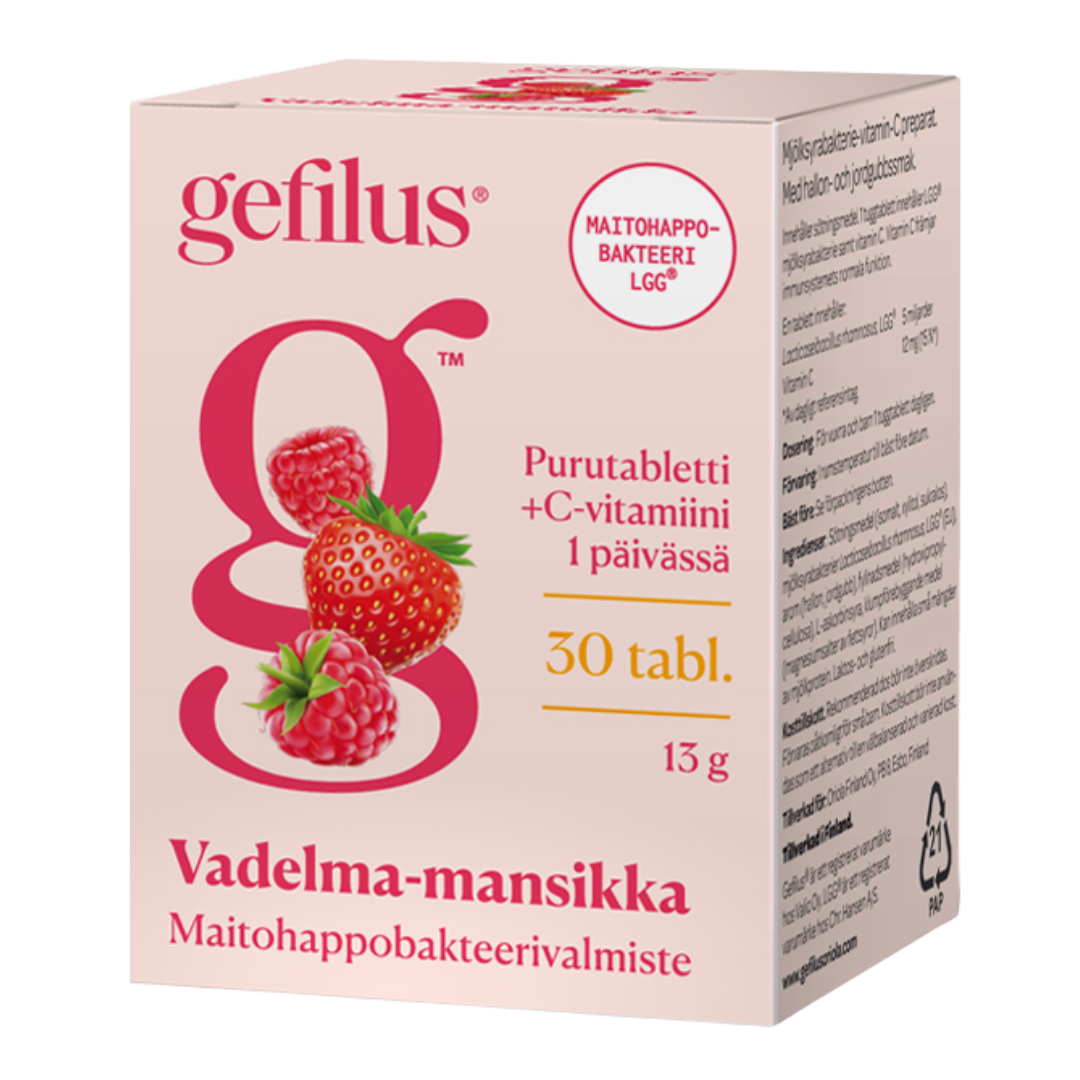 Gefilus Vadelma-Mansikka Purutabletti 30 tabl. - integratoridirecthub.com