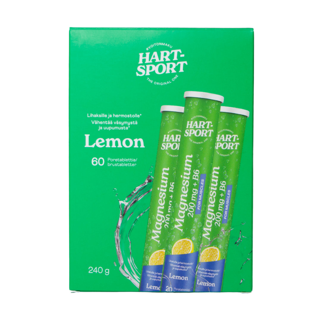 Hart-Sport Magnesium + B6 Sitruuna - 3 x 20 poretabl. TUKKUPAKKAUS - integratoridirecthub.com