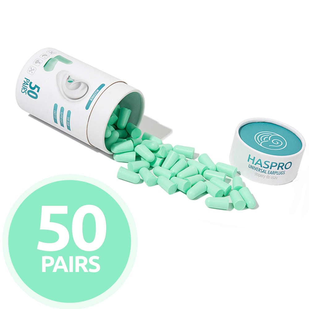 Haspro Universal Earplugs TUBE50 - Korvatulpat mintunväriset 50 paria - integratoridirecthub.com