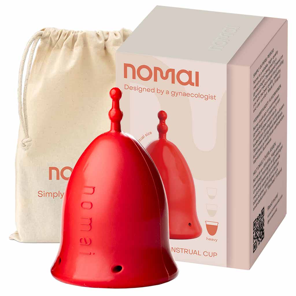 Nomai Kuukuppi Punainen Heavy (L-koko) - kohtalaiseen / runsaaseen vuotoon 1 kpl - integratoridirecthub.com