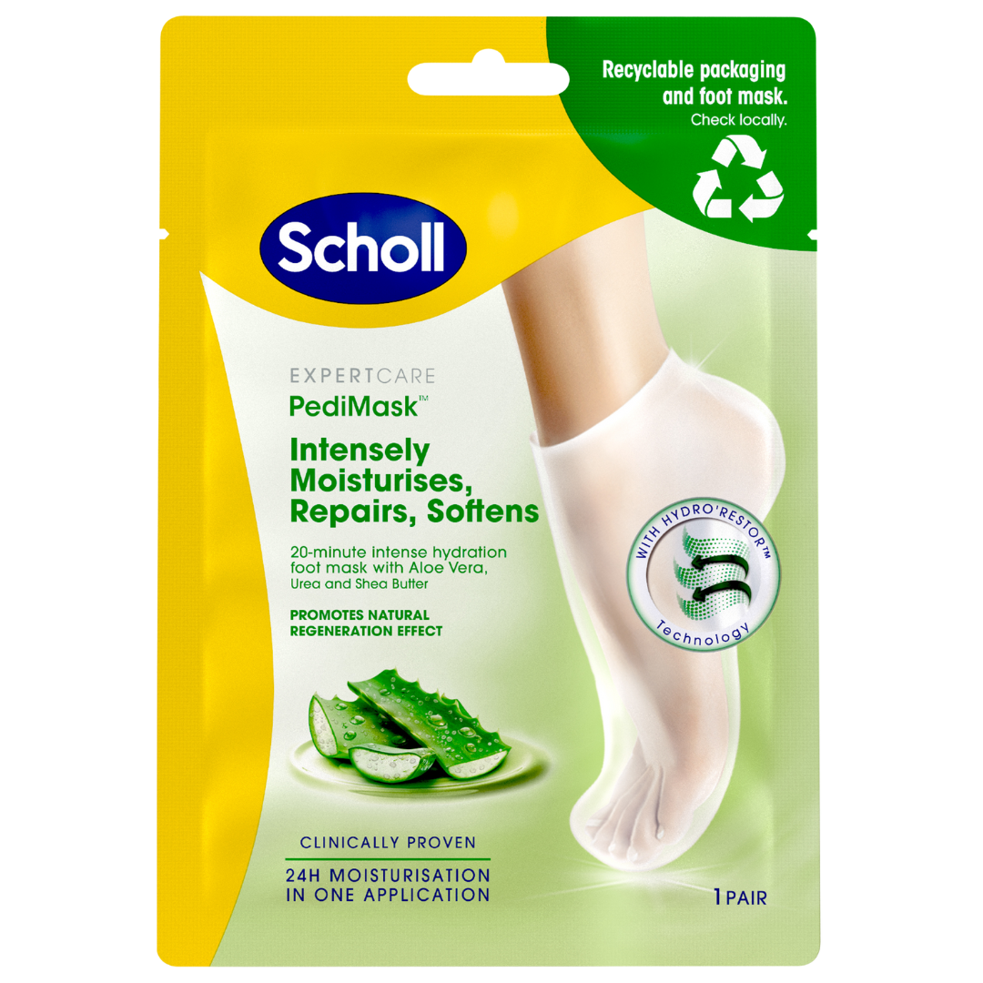 Scholl PediMask Aloe Vera, jalkanaamio, kauneus, jalkojenhoito, kosteutava, jalat, integratoridirecthub.com