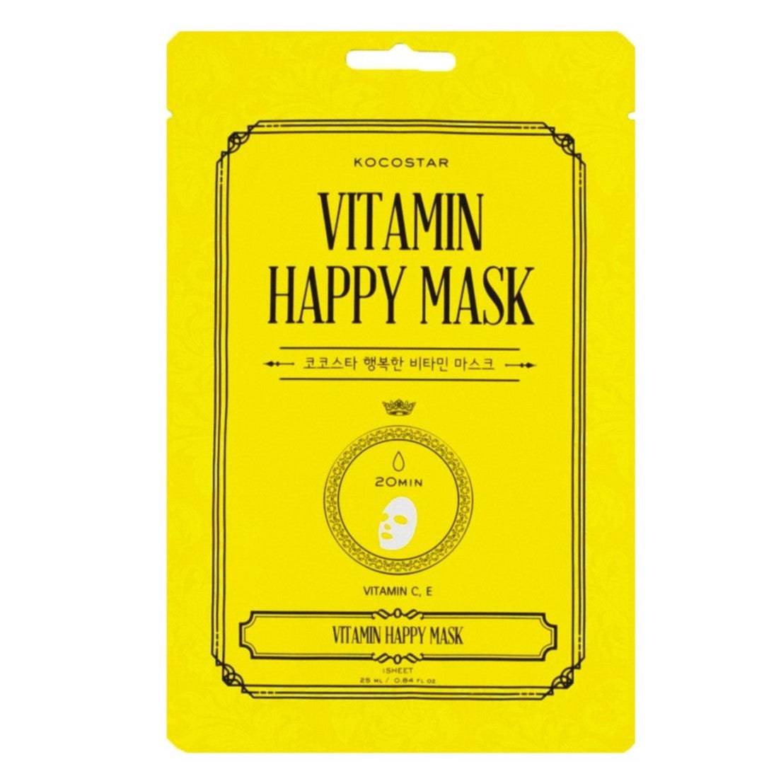 KOCOSTAR Vitamin Happy Mask - kosteuttava kangasnaamio 1 kpl - integratoridirecthub.com
