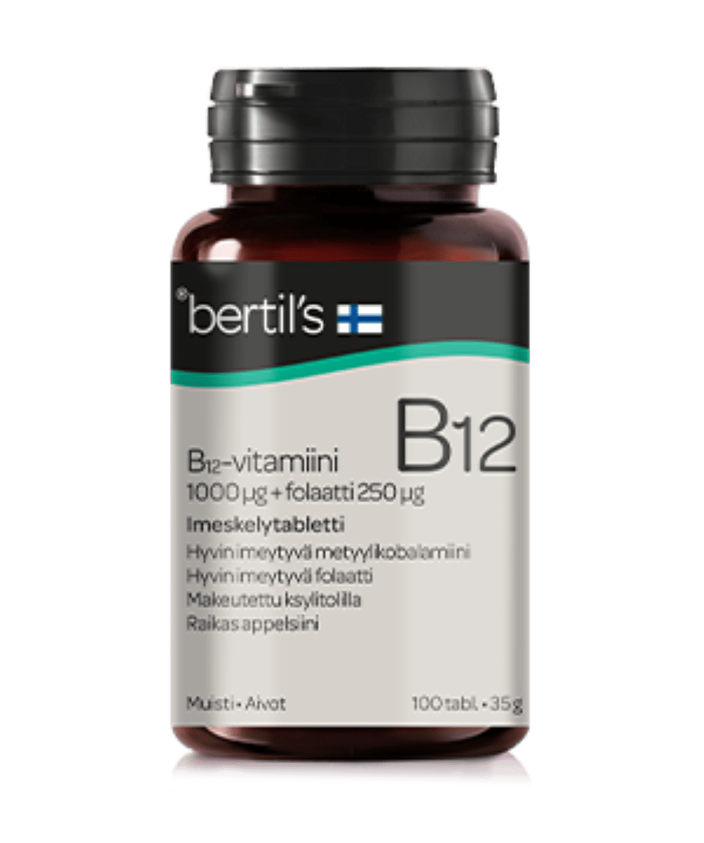 Bertil's Vitamin B12-vitamiini 1000 µg + folaatti 250 µg - maku: raikas appelsiini 100 tabl. - integratoridirecthub.com