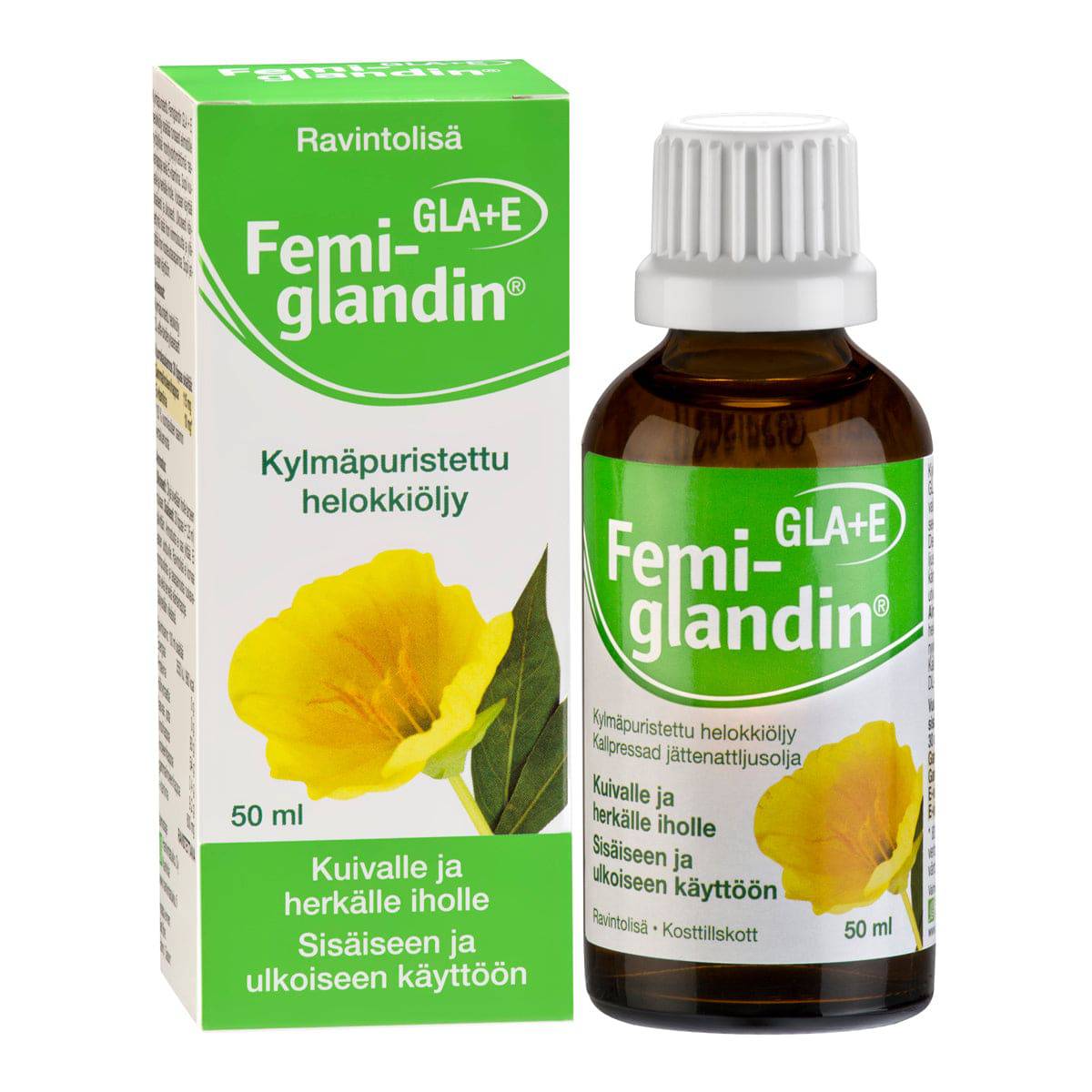 Femiglandin GLA + E helokkiöljy 50 ml - integratoridirecthub.com