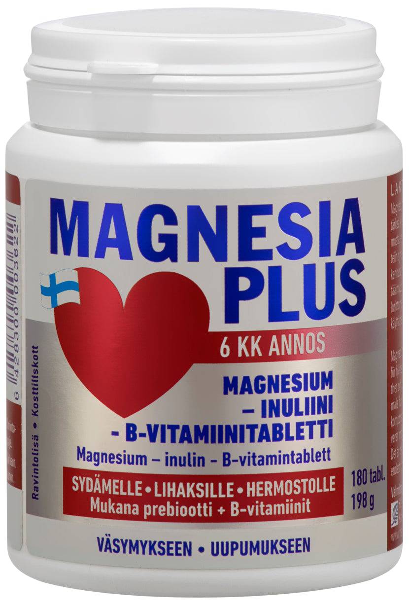 Magnesia Plus 350 mg - Magnesium - Inuliini -B- vitamiinitabletti 180 tabl. - integratoridirecthub.com