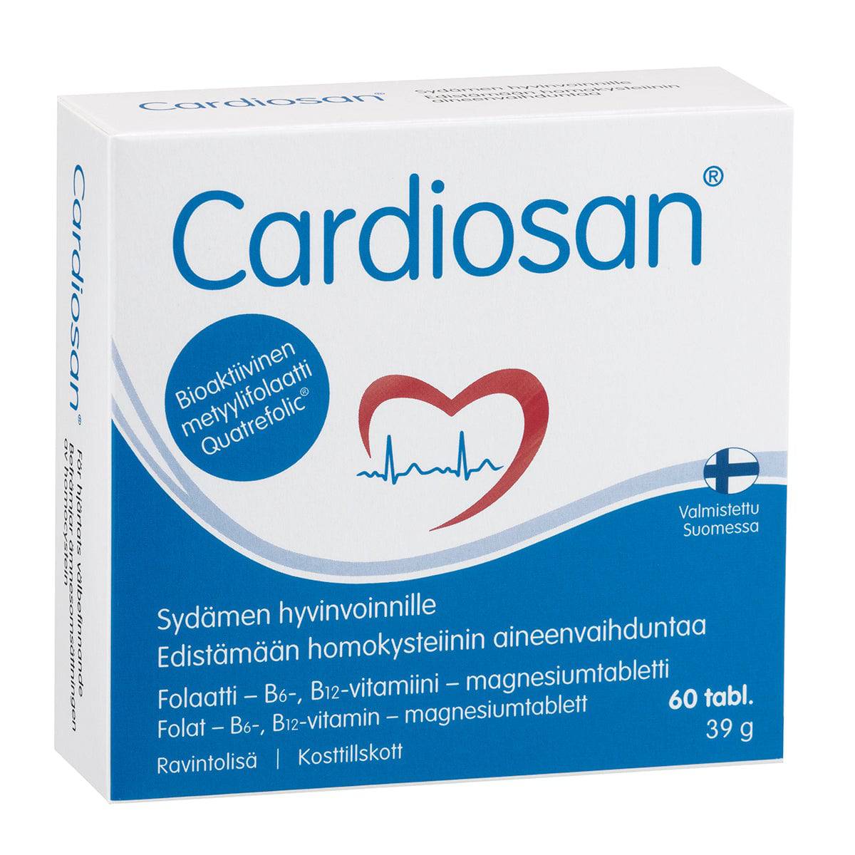 Cardiosan - Folaatti-, B6- & B12-vitamiini-magnesiumtabletti 60 tabl - integratoridirecthub.com
