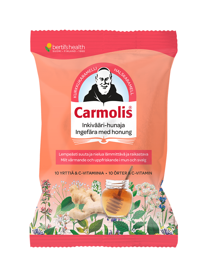 Carmolis Inkivääri-Hunaja Kurkkukaramelli 75 g - integratoridirecthub.com