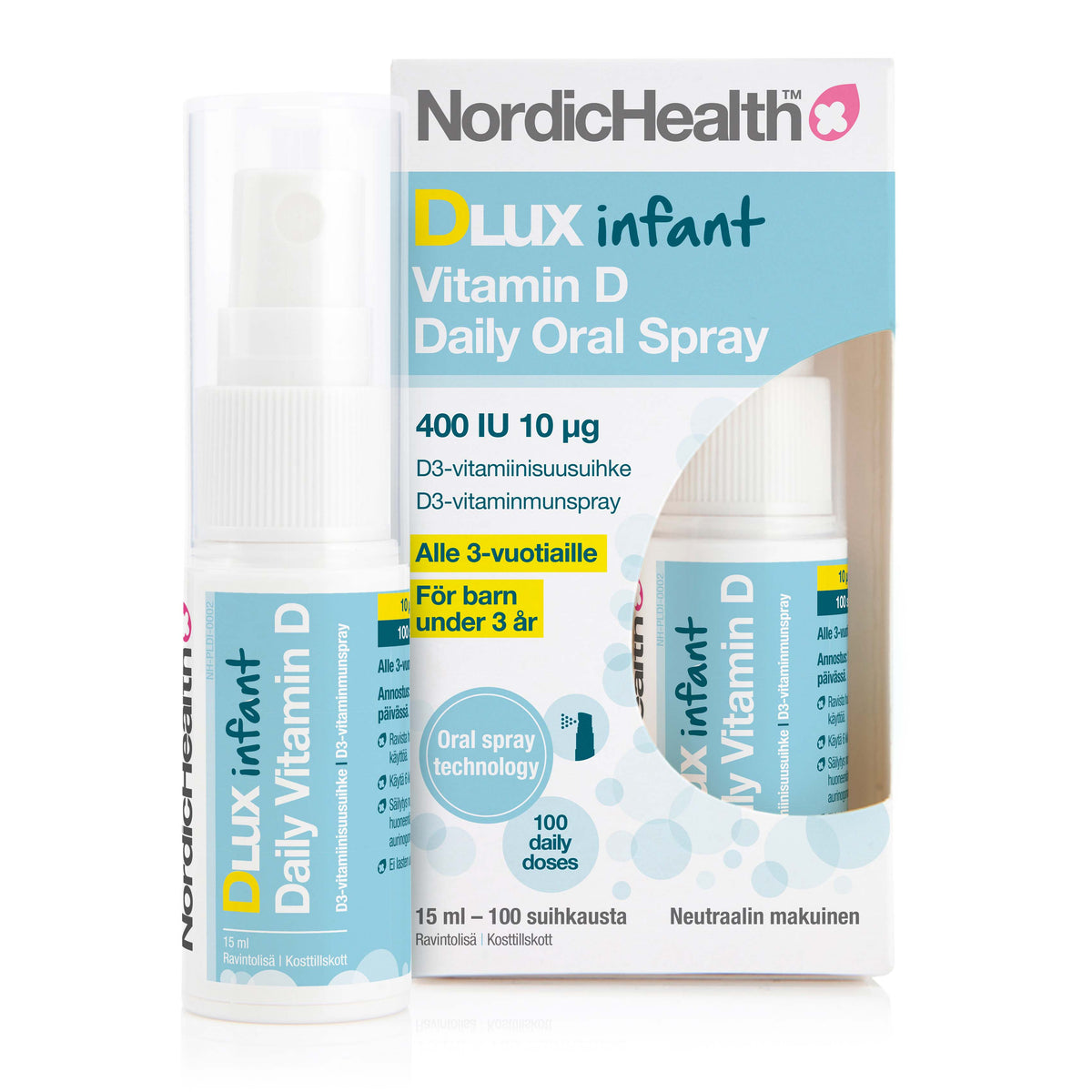 Nordic Health Dlux Infant Daily Oral Spray - D3-vitamiinisuusuihke 15 ml - integratoridirecthub.com