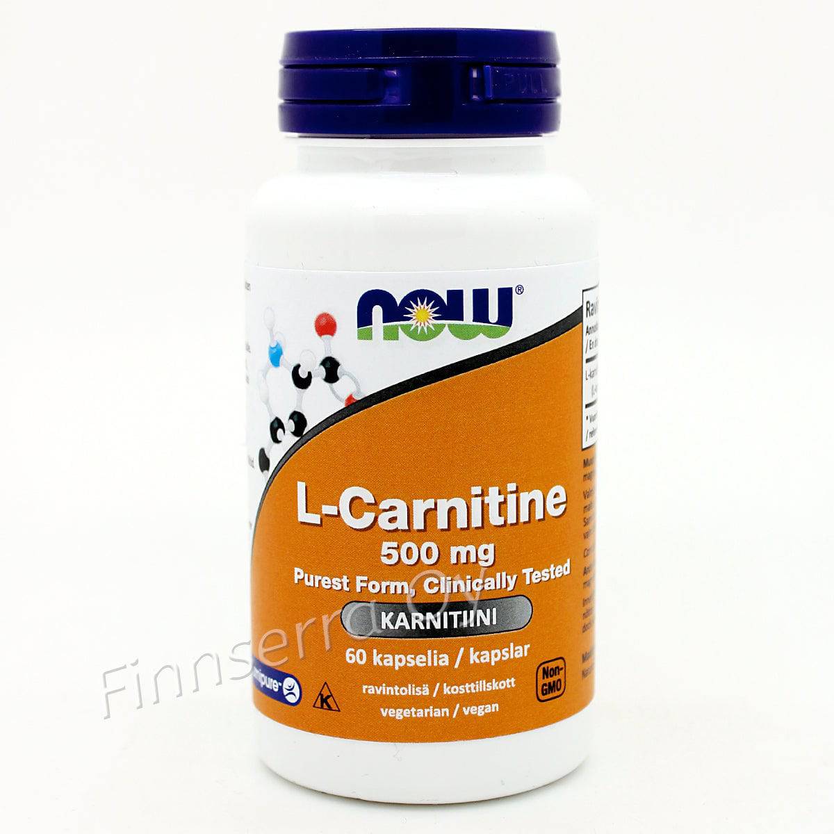 Now Foods L-Carnitine 500 mg - karnitiini 60 kaps. - poistunut - integratoridirecthub.com