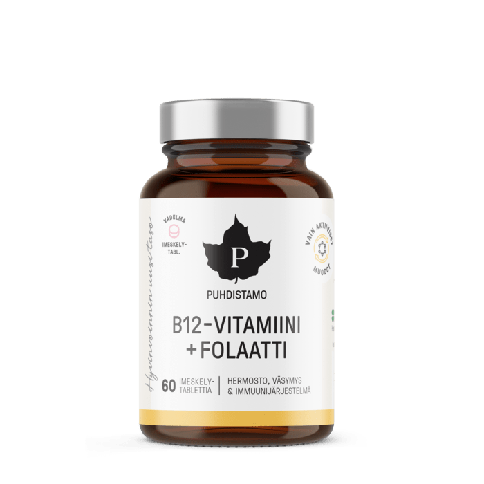 Puhdistamo B12-Vitamiini + Folaatti 60 imeskelytablettia - integratoridirecthub.com