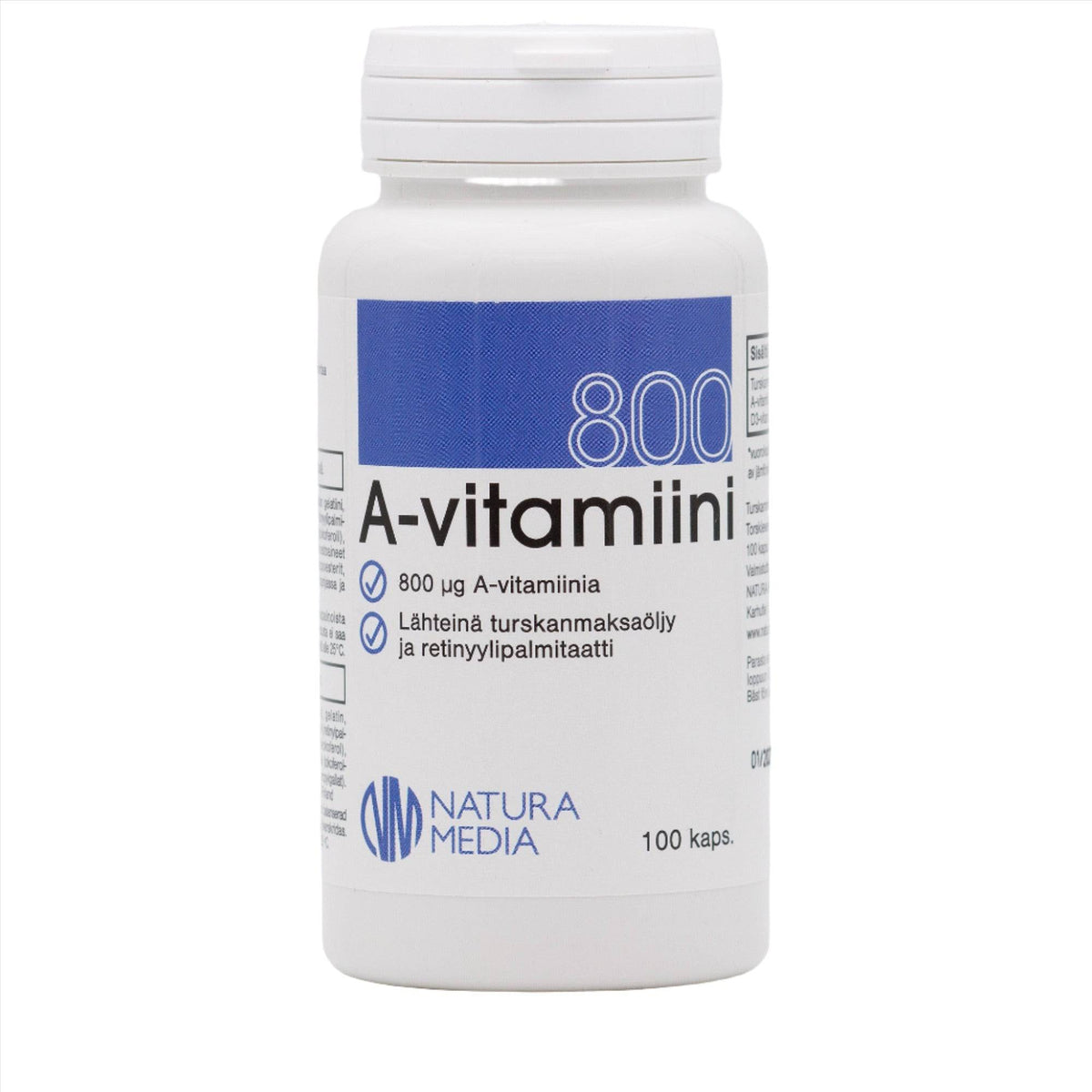 Natura Media A-vitamiini 800 µg 100 kaps. - integratoridirecthub.com