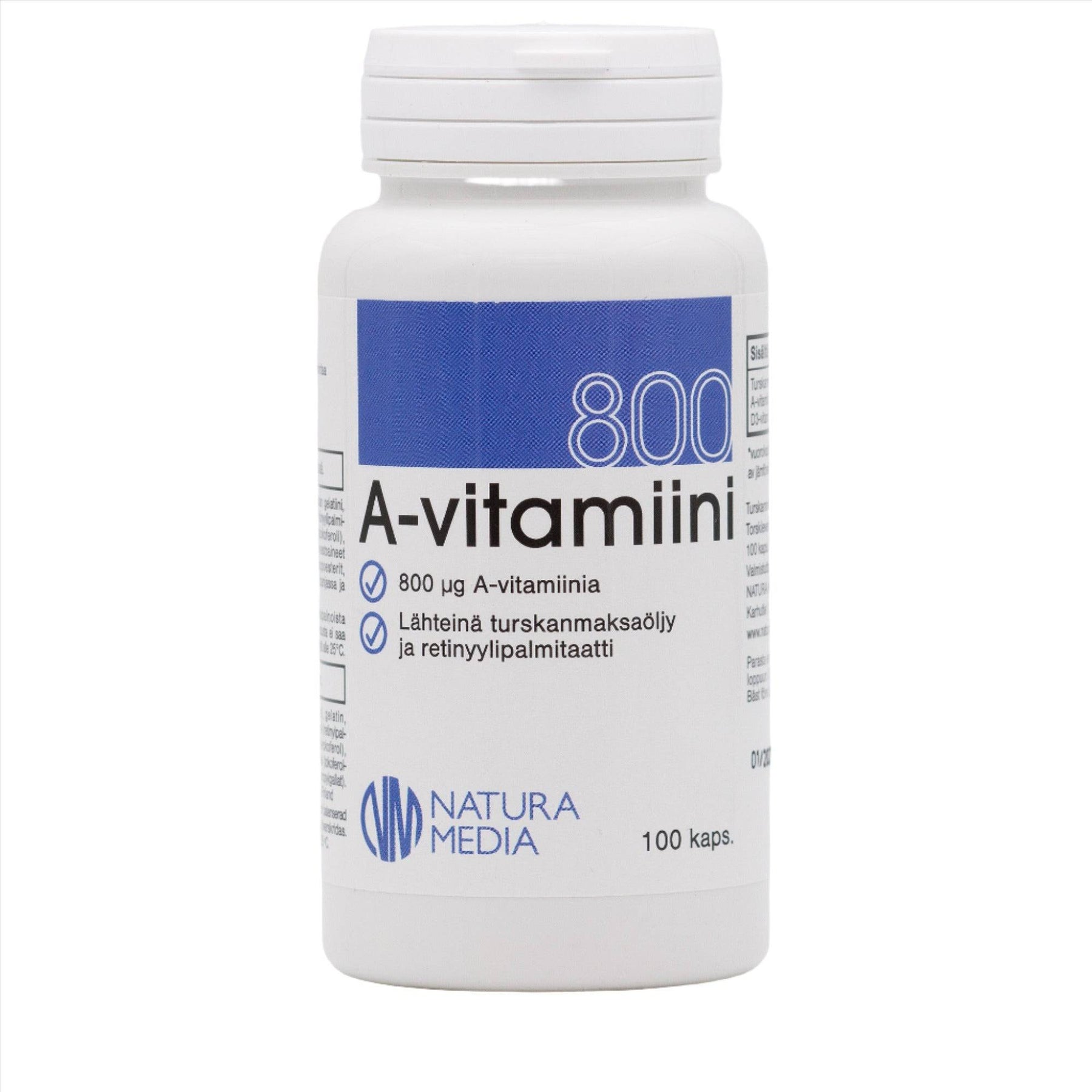 Natura Media A-vitamiini 800 µg 100 kaps. - integratoridirecthub.com