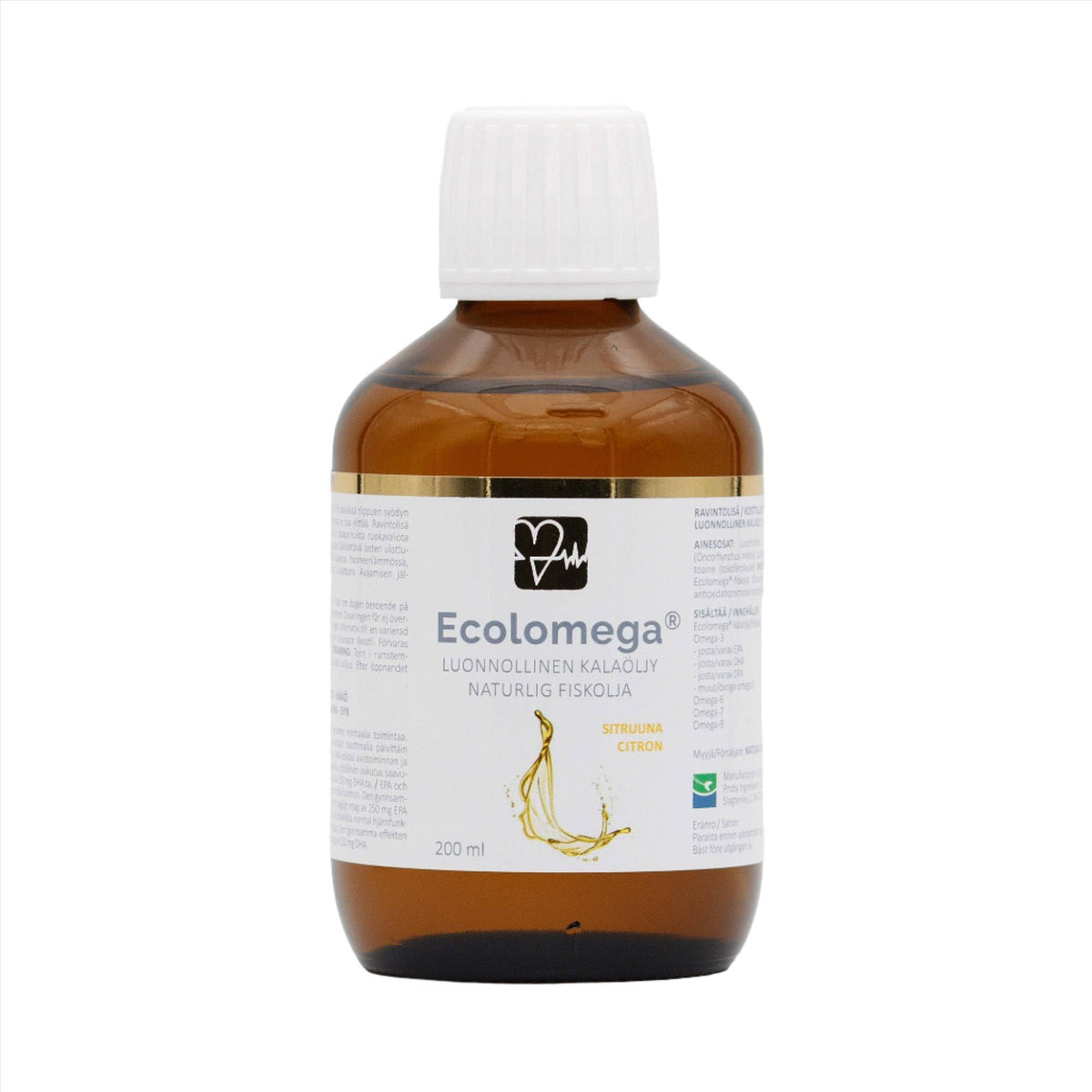 Ecolomega Nestemäinen kalaöljy - Sitruunan makuinen - 200 ml - integratoridirecthub.com