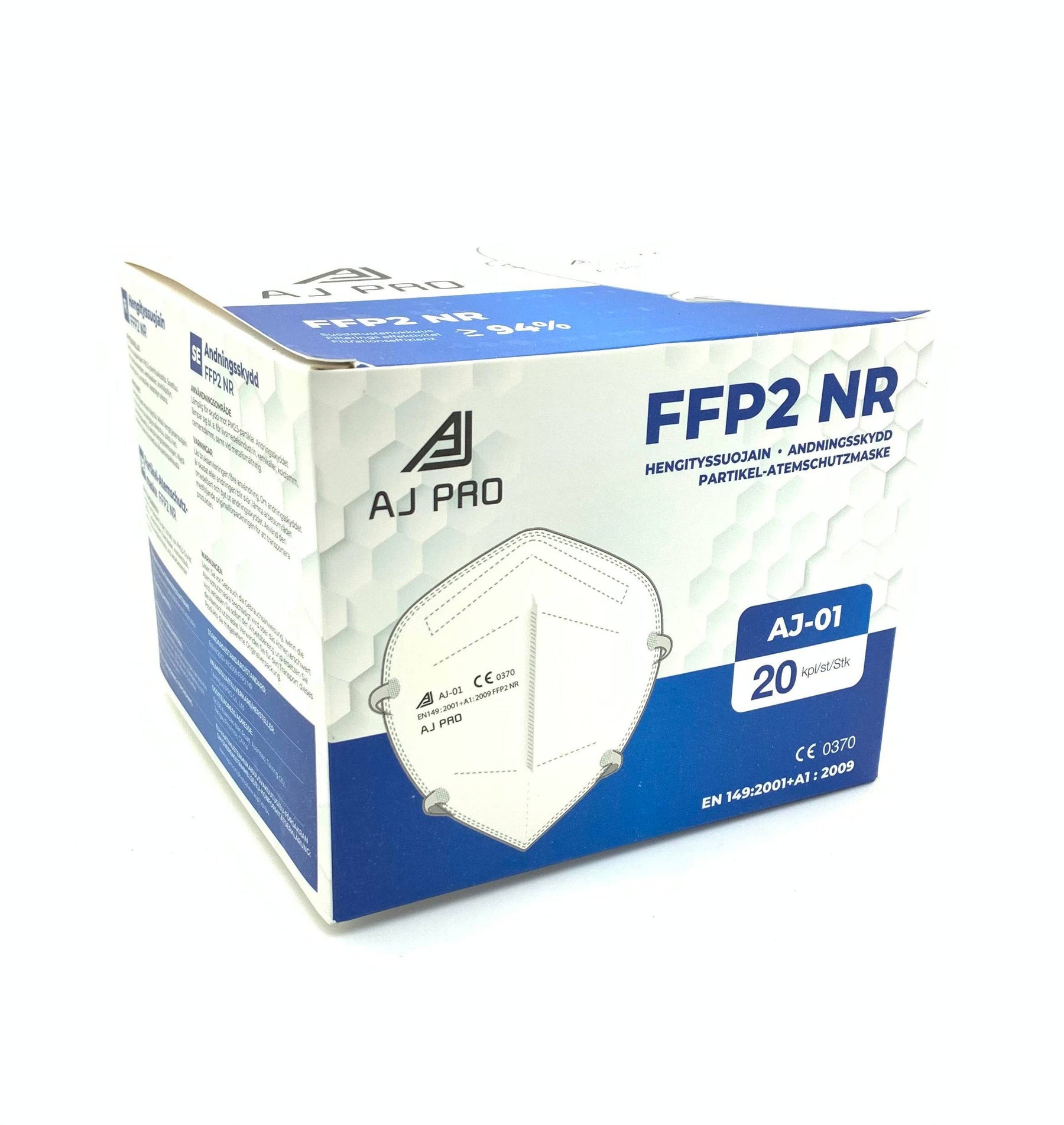Hengityssuojain AJ-PRO FFP2 - ilman venttiiliä 20 kpl / paketti - CE-merkitty - integratoridirecthub.com