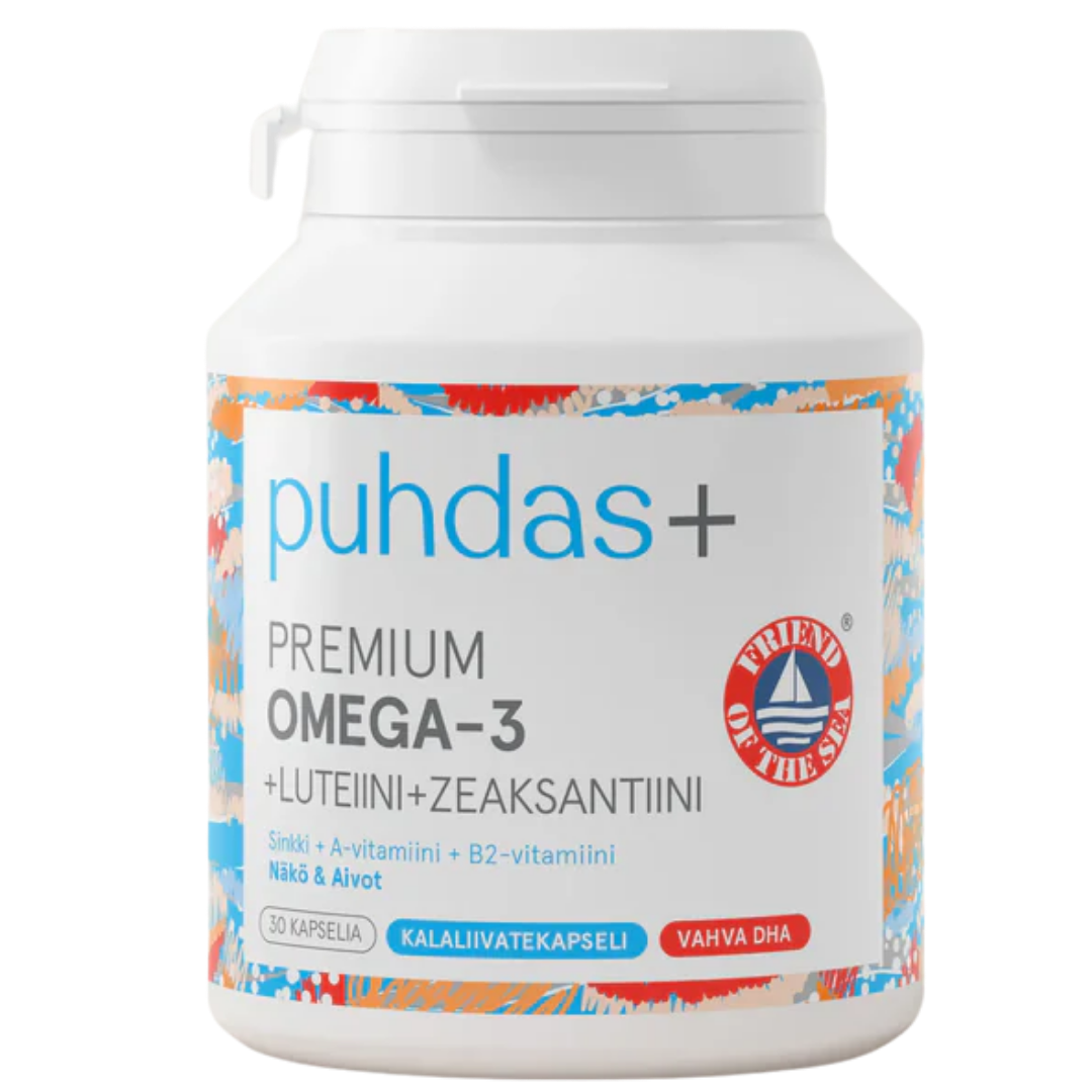 Puhdas+ Premium Omega-3 + Luteiini + Zeaksantiini 30 kaps.