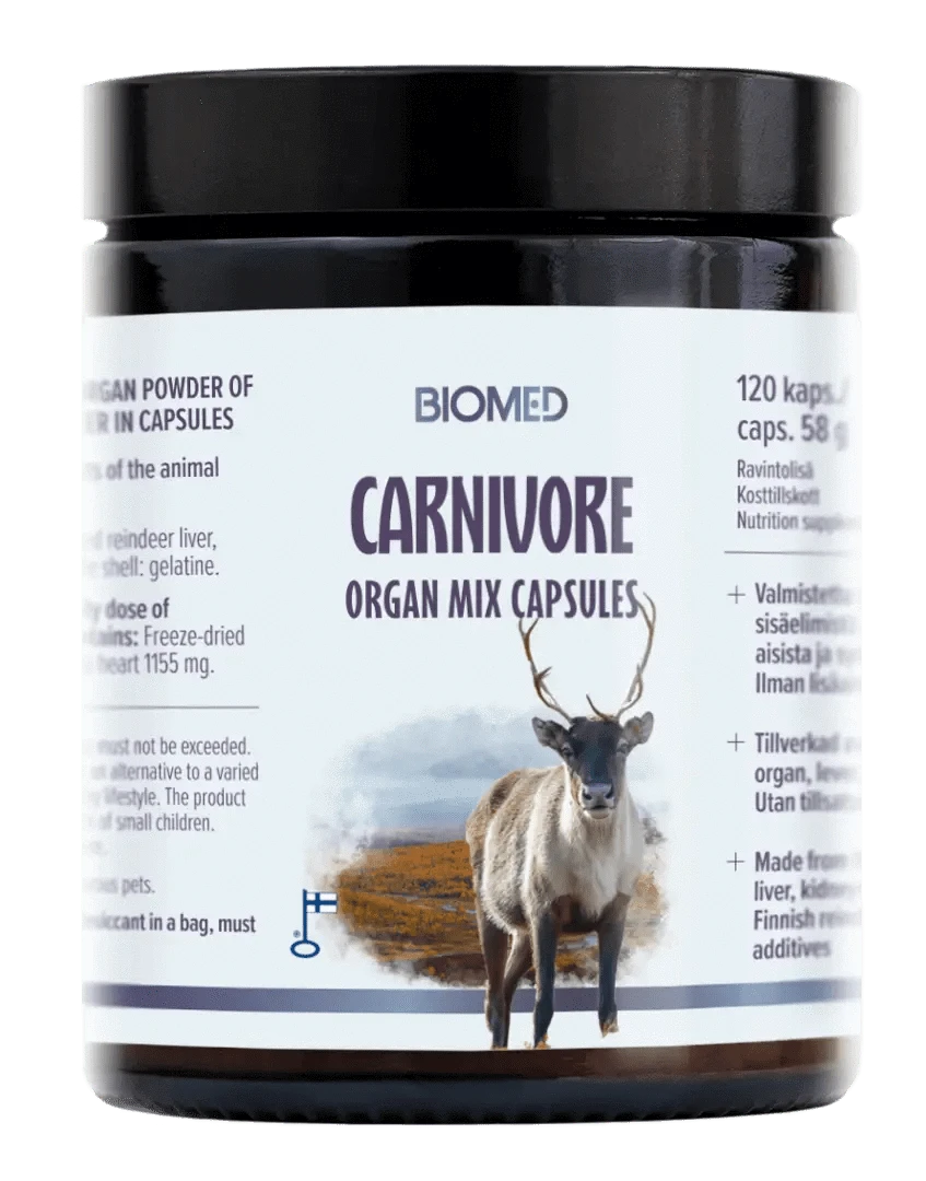 Biomed Carnivore Organ Mix Capsules - Poron sisäelinkapselit 120 kaps. - integratoridirecthub.com