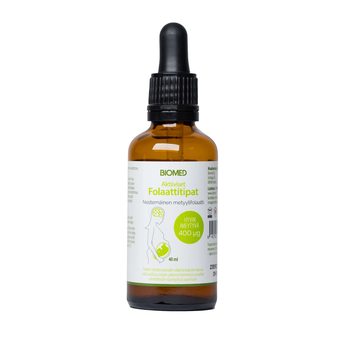 Biomed Aktiiviset Folaattitipat - Nestemäinen metyylifolaatti 40 ml - integratoridirecthub.com