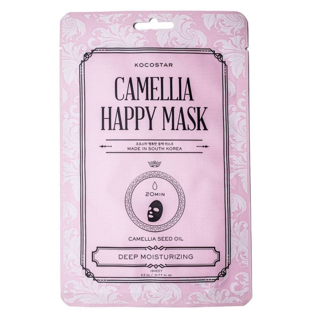 KOCOSTAR Camellia Happy Mask - Tehokosteuttava kangasnaamio 1 kpl - integratoridirecthub.com