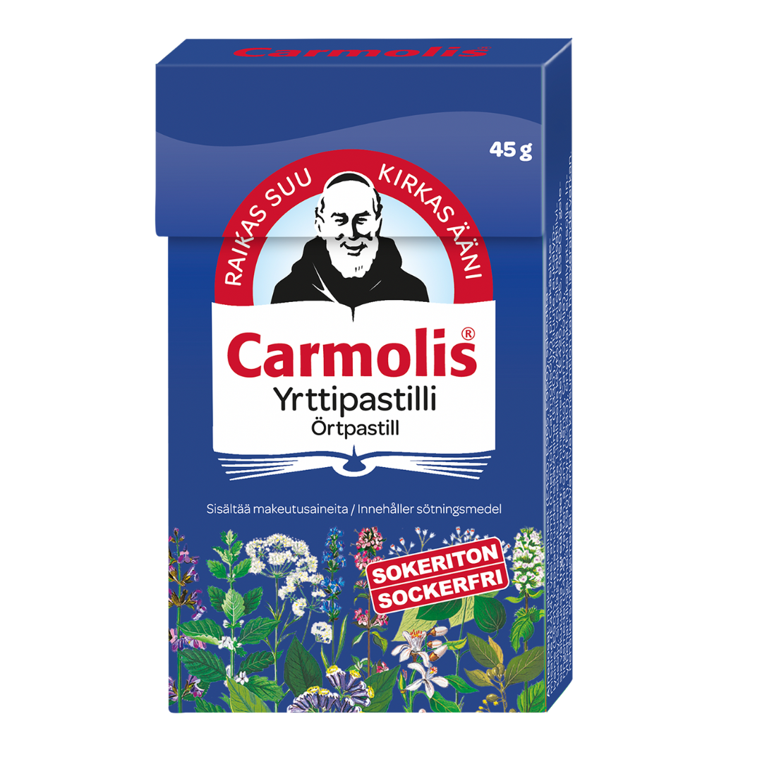 Carmolis Yrttipastilli, sokeriton 45 g - integratoridirecthub.com