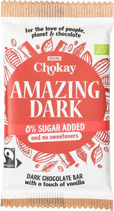 Chokay Amazing Dark Chocolate Bar - Tumma Suklaa 54% Sokeriton 70 g - Päiväys 10/2026