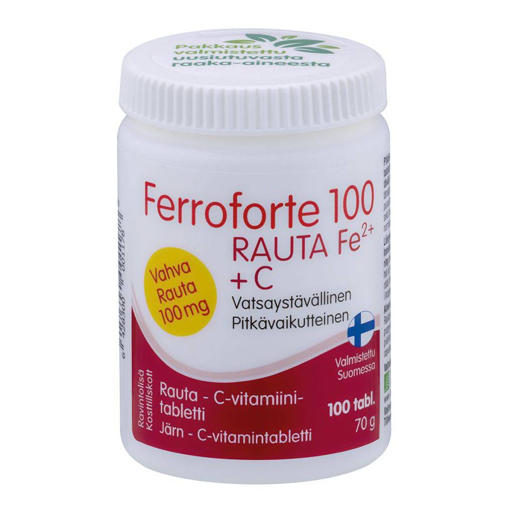 Ferroforte 100 Rauta + C-vitamiini 100 tabl. - integratoridirecthub.com