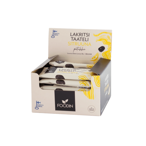 Foodin Lakritsitaatelipatukka Sitruuna 18 x 35 g TUKKUPAKKAUS - integratoridirecthub.com