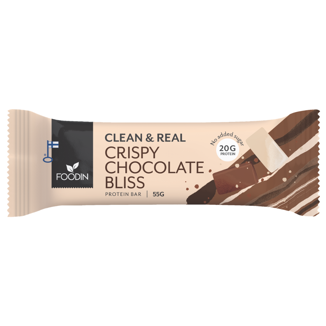Foodin Clean & Real Protein Bar Crispy Chocolate Bliss - Proteiinipatukka 55 g - integratoridirecthub.com