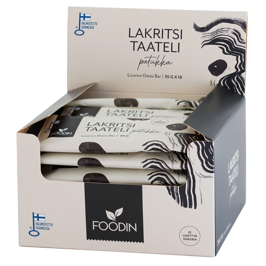 Foodin Lakritsitaatelipatukka 18 x 35 g TUKKUPAKKAUS - integratoridirecthub.com