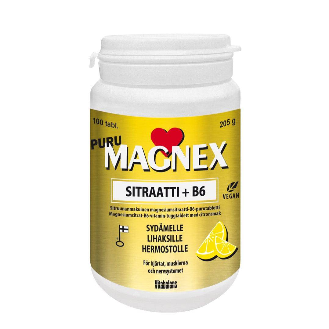 Magnex Sitraatti + B6 Purutabletti 100 tabl. - integratoridirecthub.com