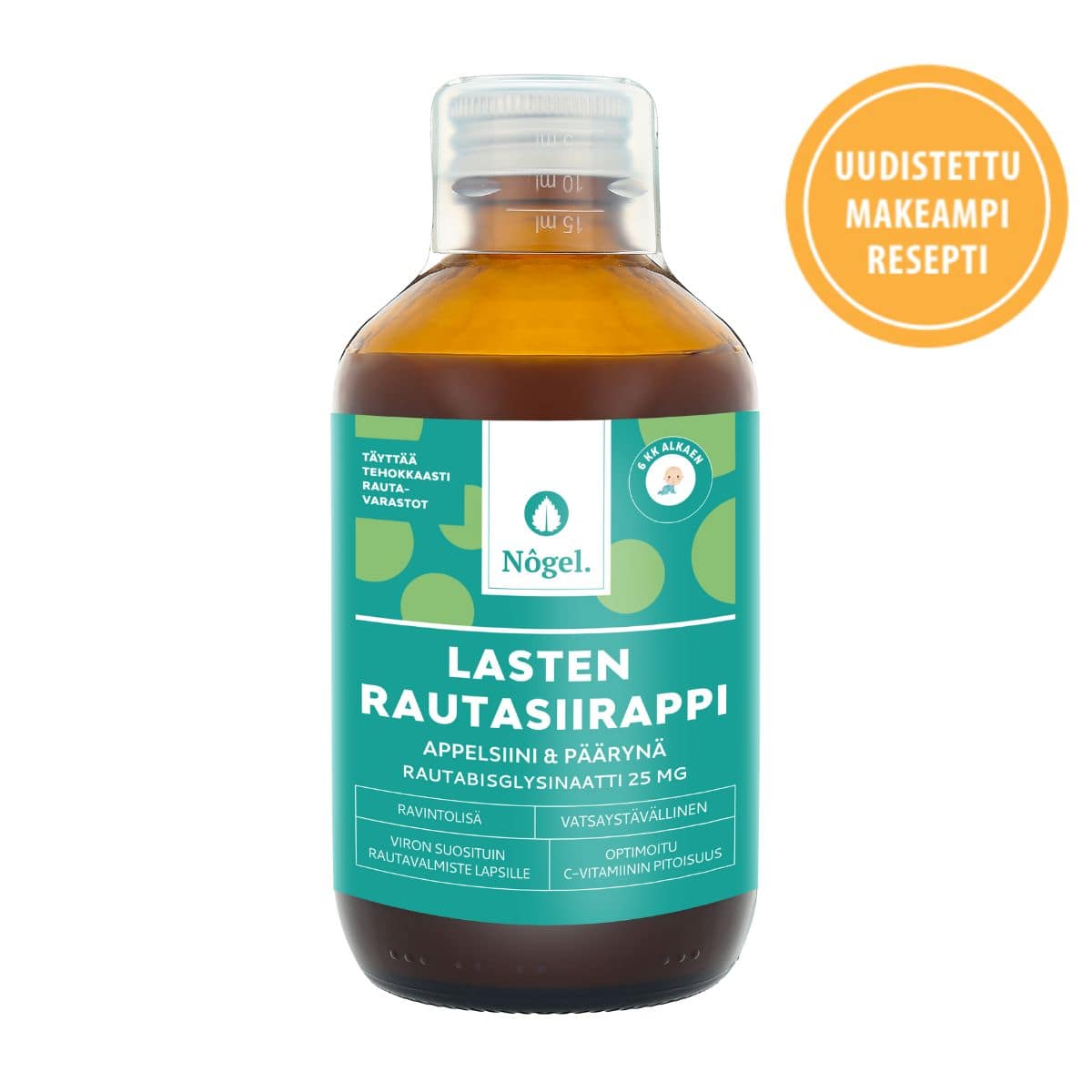 Nogel Lasten rautasiirappi - Appelsiini ja Päärynä 250 ml - integratoridirecthub.com