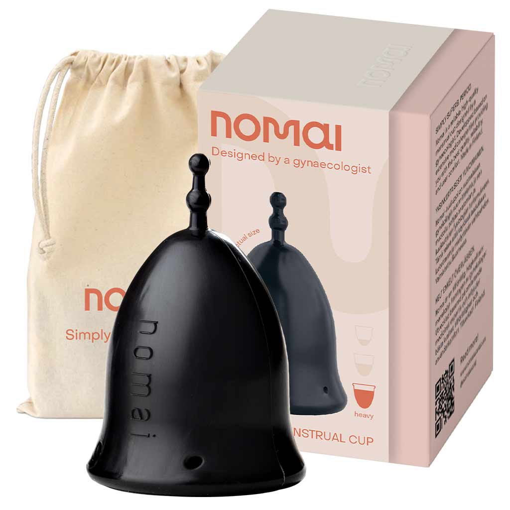 Nomai Kuukuppi Musta Heavy (L-koko) - kohtalaiseen / runsaaseen vuotoon 1 kpl - integratoridirecthub.com