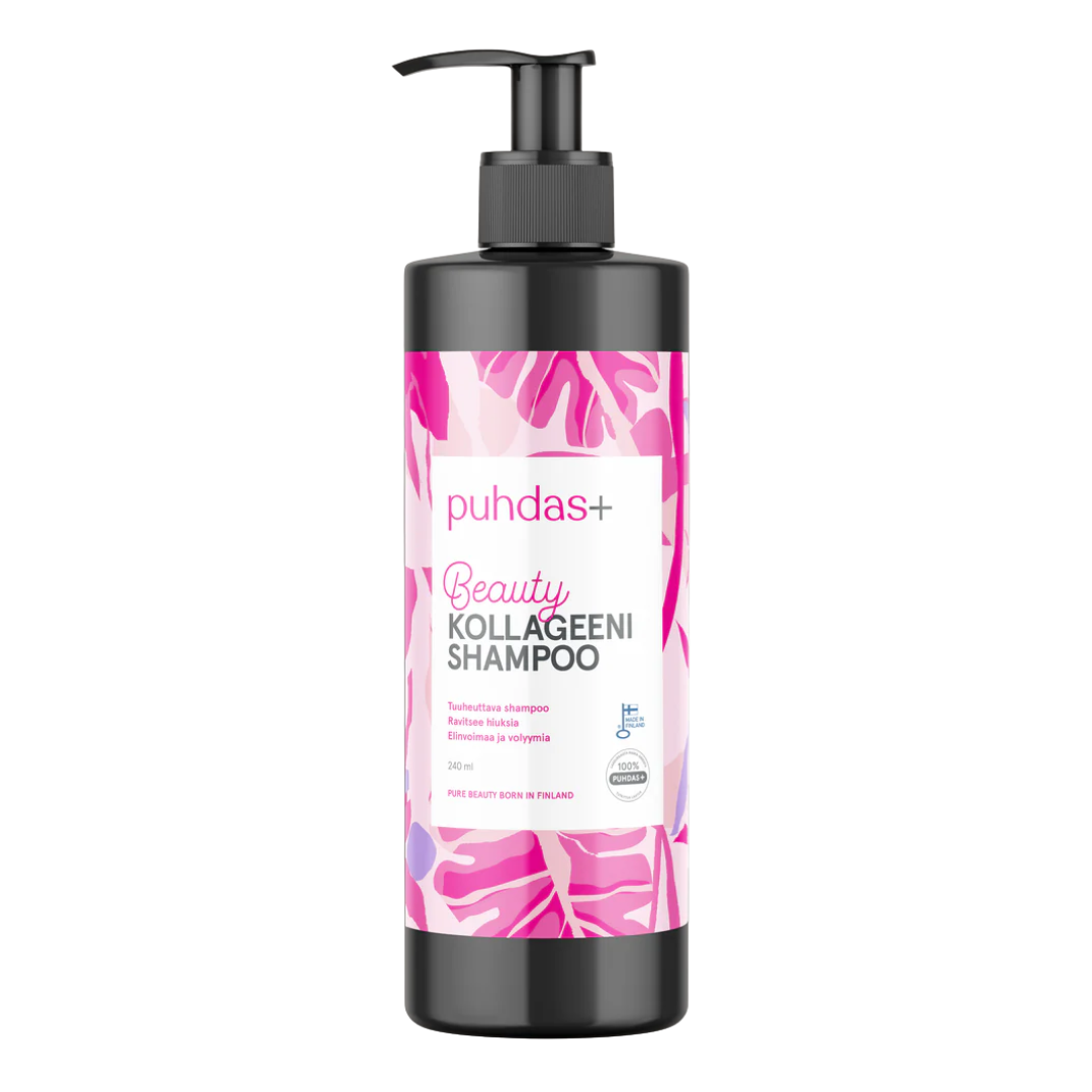 Puhdas+ Beauty Kollageeni & Biotiini Shampoo 240 ml tumma pakkaus integratoridirecthub.com