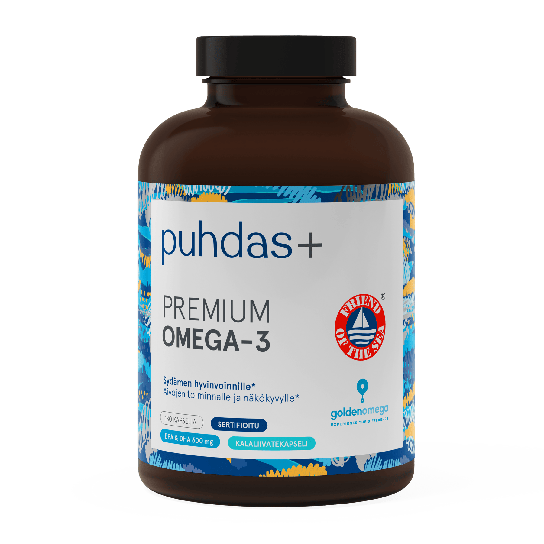 Puhdas+ Premium Omega-3 - 600 mg Kalaöljykapselit 180 kaps. - Päiväys 02/2025 - integratoridirecthub.com