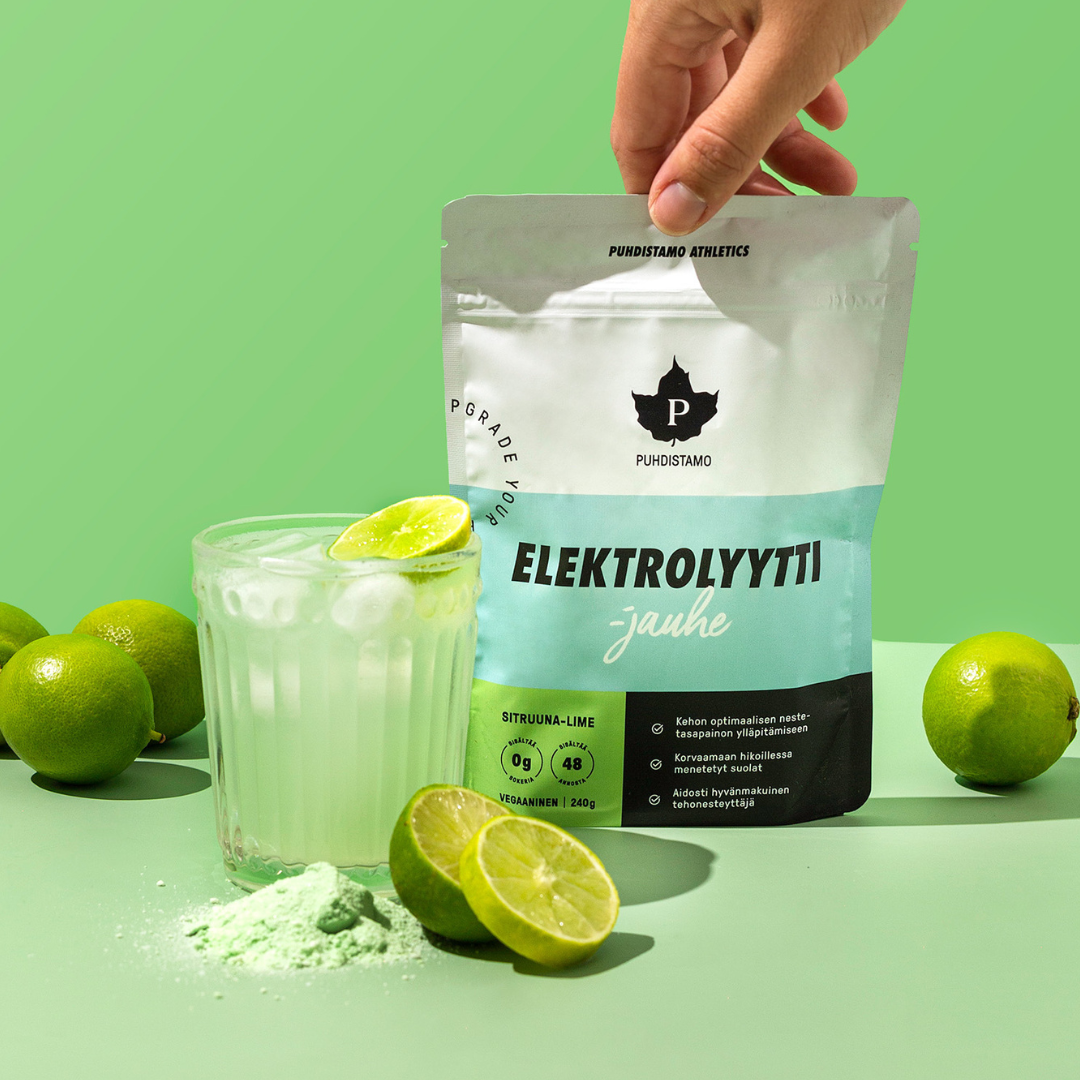 Puhdistamo Elektrolyyttijauhe Sitruuna-Lime 240 g nesteytys, liikunta, urheilu, nesteyttäjä, elektrolyytit, hikoilu, integratoridirecthub.com