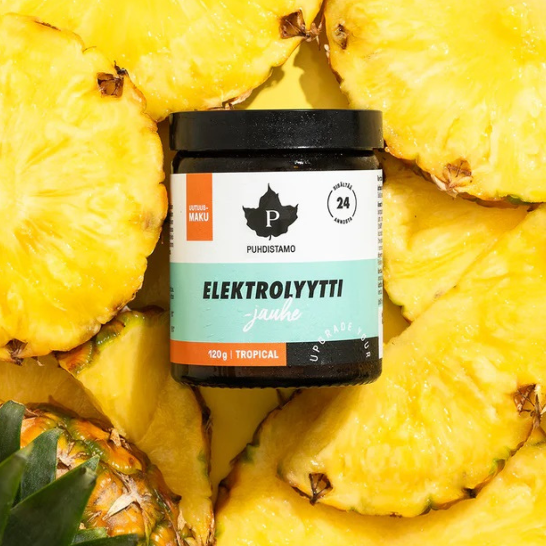 Puhdistamo Elektrolyyttijauhe Tropical 120 g nesteytys, liikunta, urheilu, nesteyttäjä, elektrolyytit, hikoilu, integratoridirecthub.com