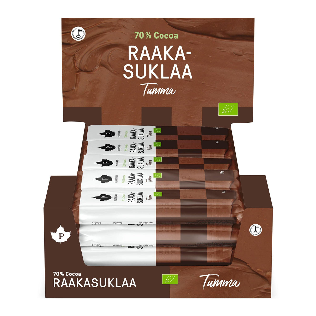 Puhdistamo Raakasuklaa Tumma 36 g x 24 kpl TUKKUPAKKAUS - integratoridirecthub.com
