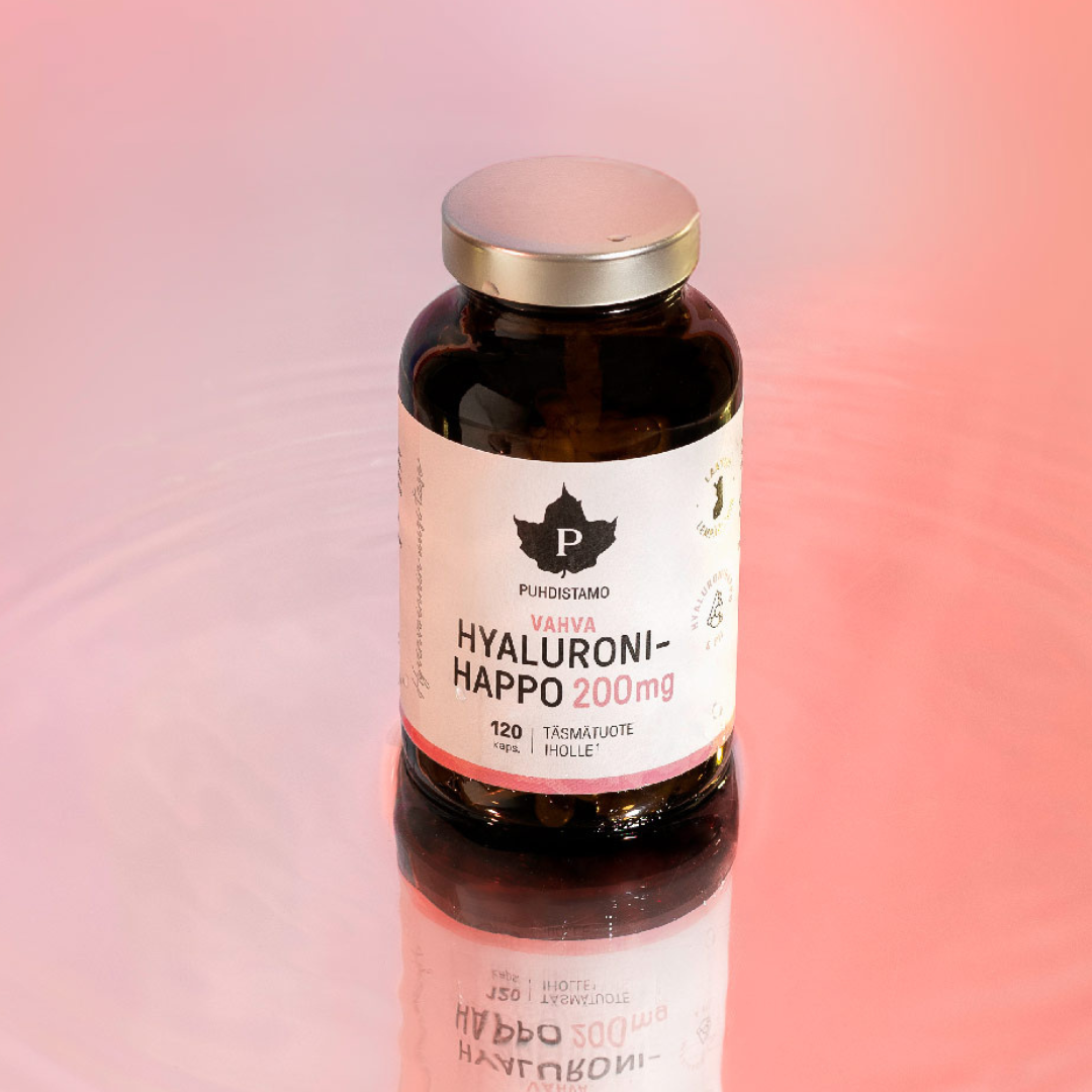 Puhdistamo, vahva hyaluronihappo 200 mg, 120 kaps., iholle, peltokorteuute, c-vitamiini, integratoridirecthub.com