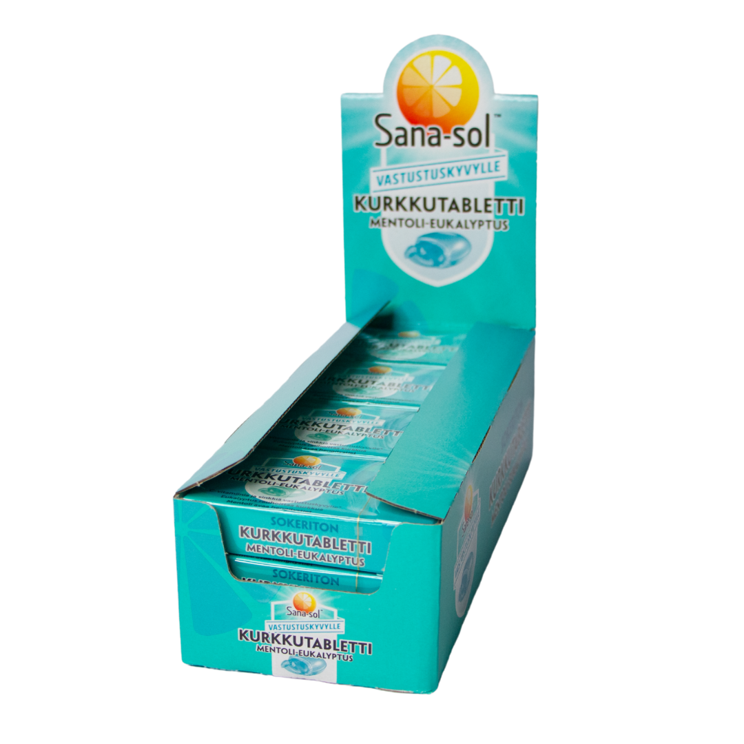 Sana-sol Kurkkutabletti Mentoli-Eukalyptus 12 kpl x 16 tabl. TUKKUPAKKAUS - integratoridirecthub.com
