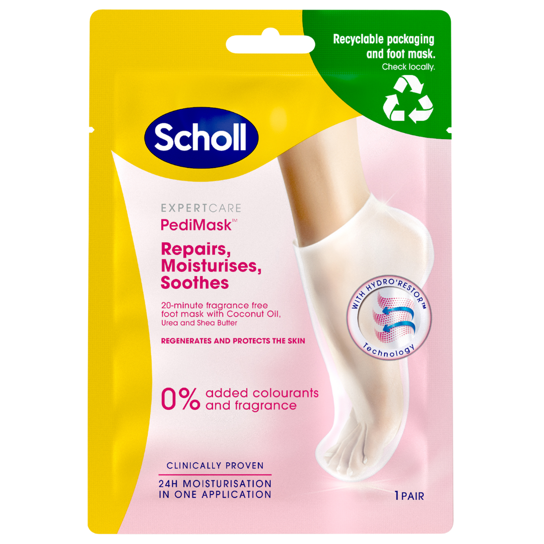 Scholl PediMask hajusteeton, jalkanaamio, kosteuttava, jalkojenhoito, jalat, kauneus, integratoridirecthub.com
