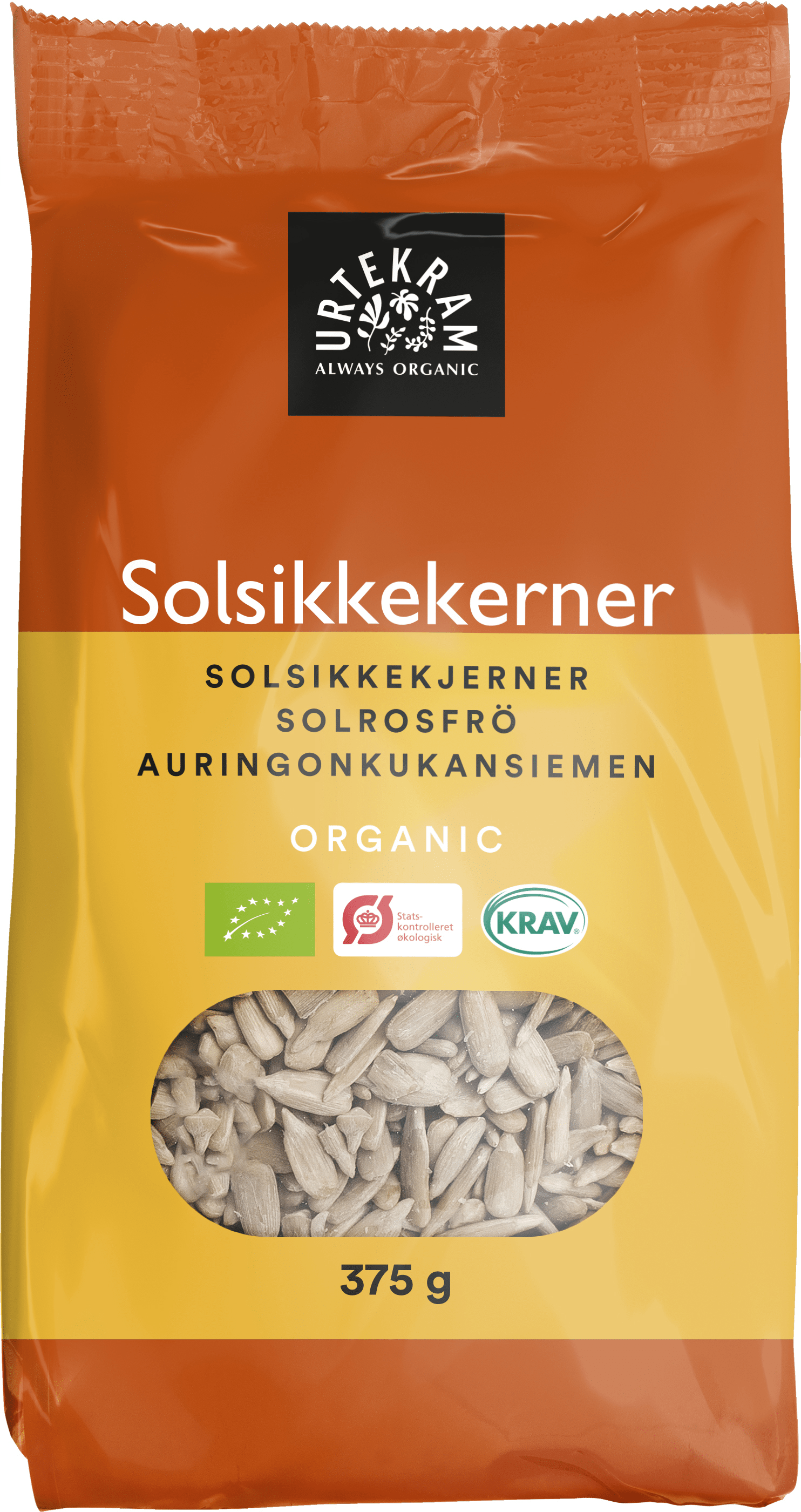 Urtekram Auringonkukansiemen 375 g - Päiväys 11/2026