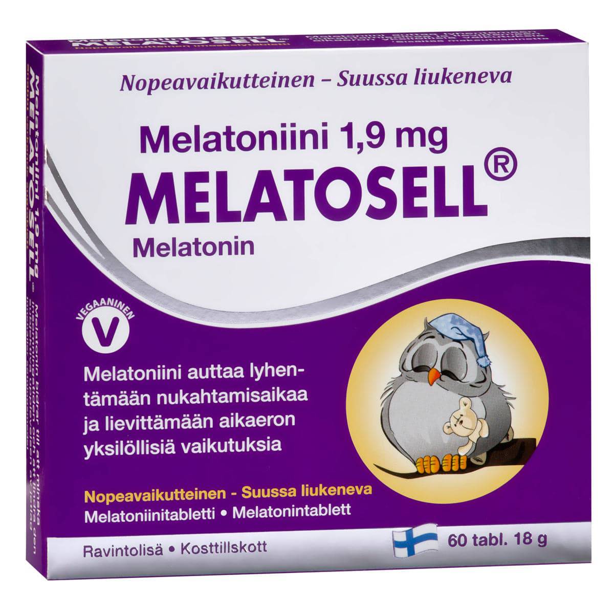 Melatosell - Melatoniini 1,9 mg 60 tabl. - integratoridirecthub.com