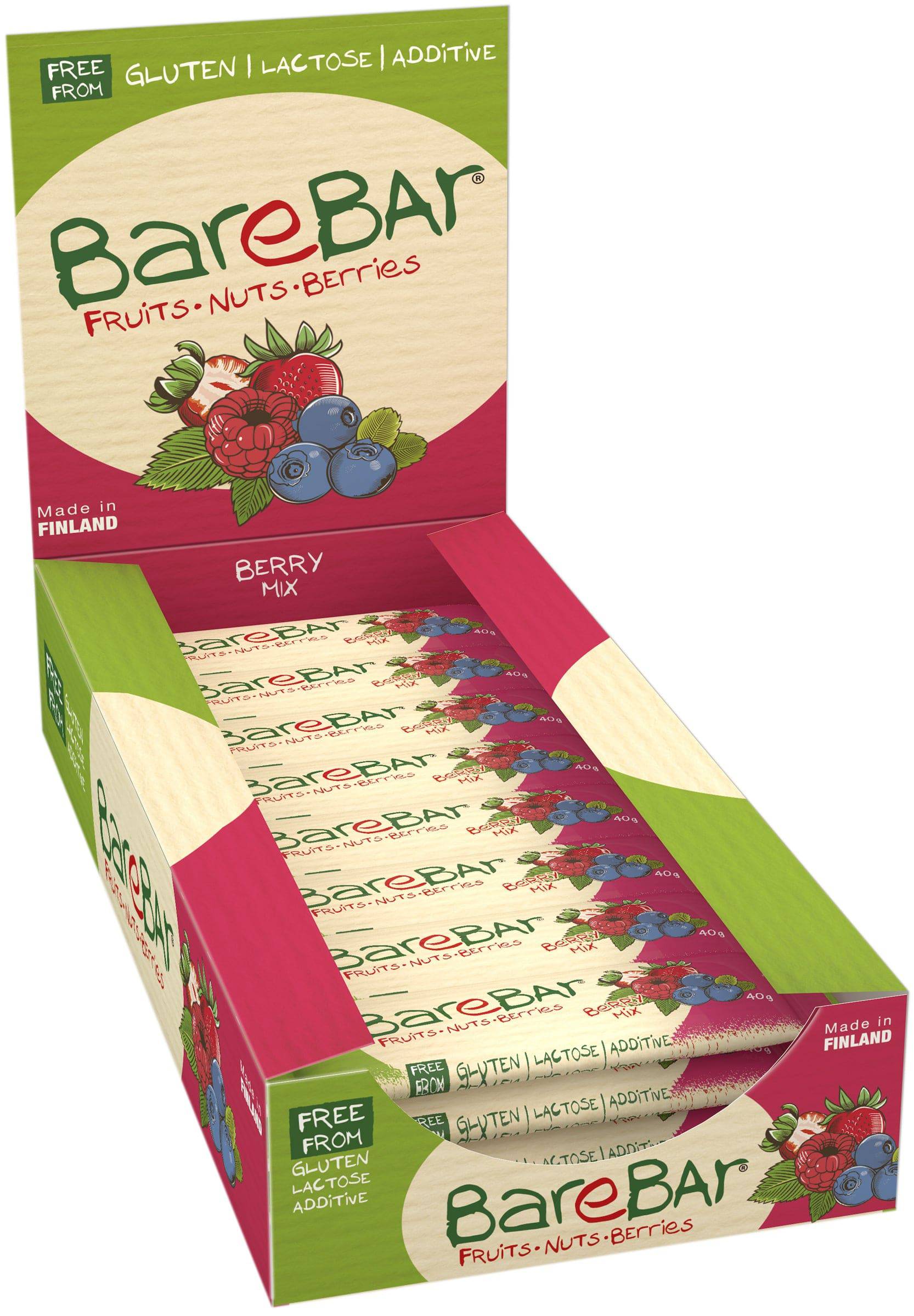 Leader BareBar Marjamix Taatelipatukka 24 x 40 g Tukkupakkaus - Päiväys 09/2024 - integratoridirecthub.com