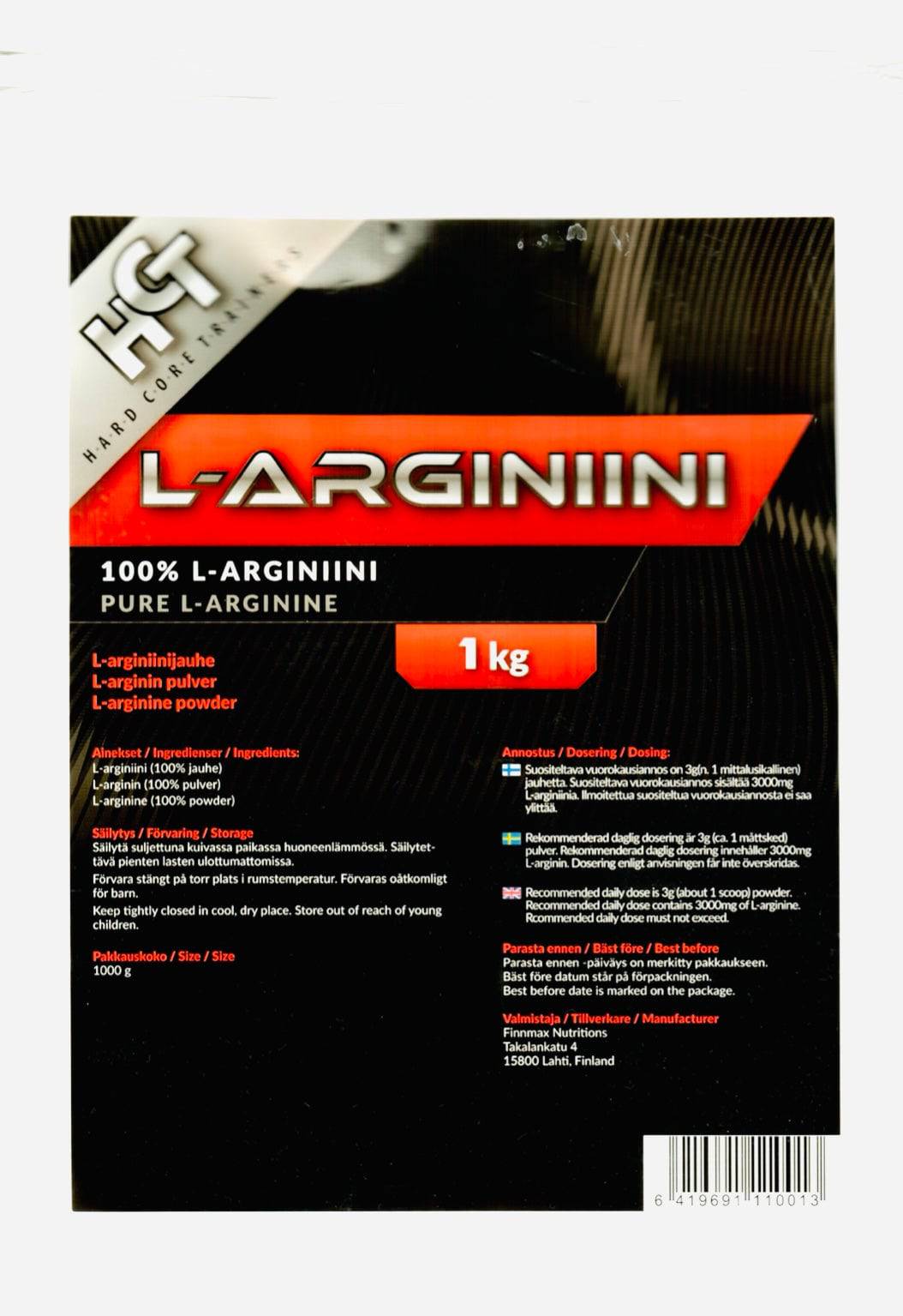 Finnmax HCT 100% L-Arginiini 1 kg - integratoridirecthub.com