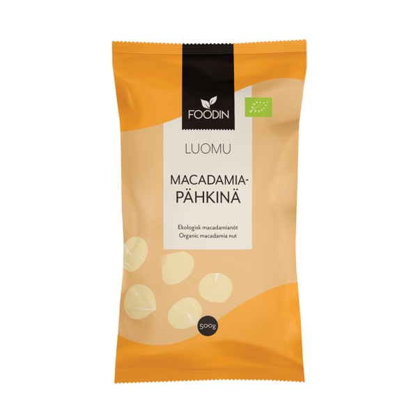 Foodin Macadamiapähkinä 500 g - Luomu - Päiväys 03/2025 - integratoridirecthub.com