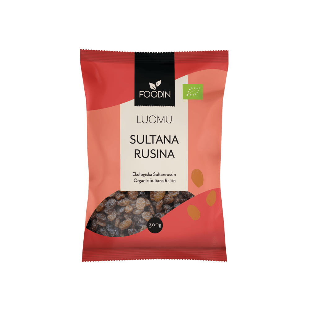 Foodin Luomu Sultana Rusina 300 g - Päiväys 03/2025 - integratoridirecthub.com