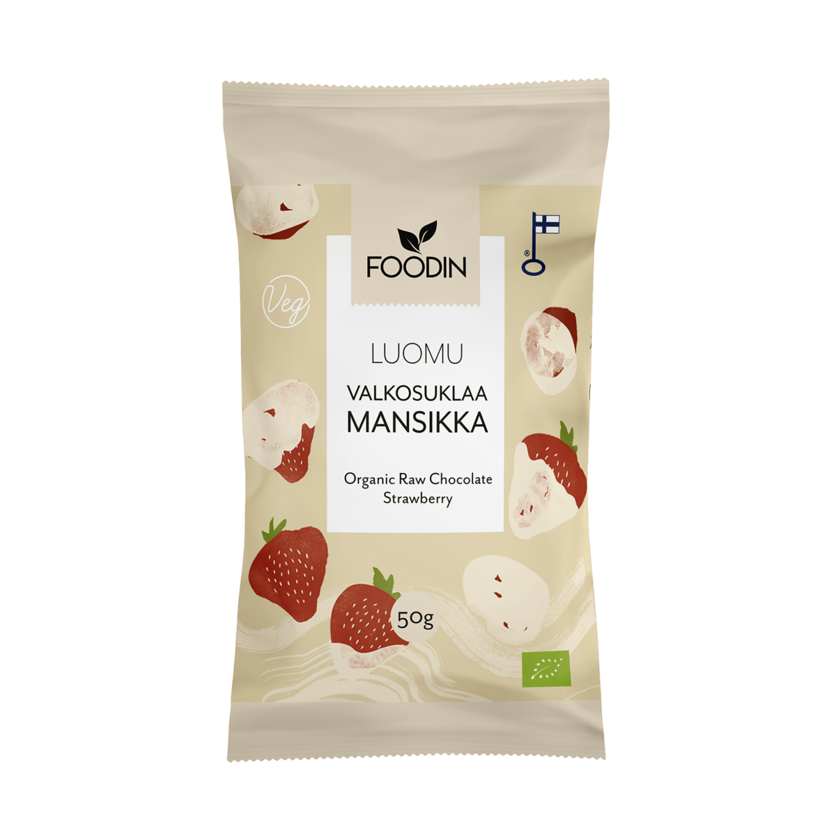 Foodin Valkosuklaa Mansikka Luomu 50 g - integratoridirecthub.com